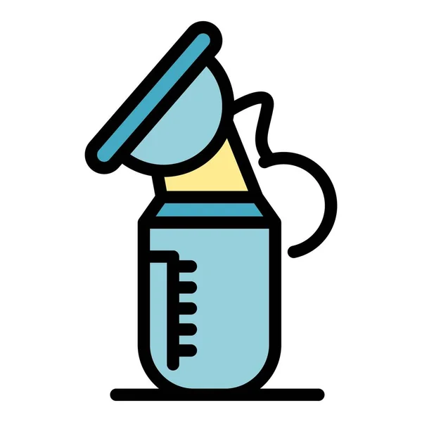 Ręczna pompa mleka ikona kolor zarys wektor — Wektor stockowy