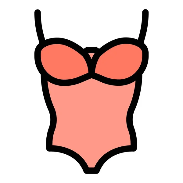 Mulher bodysuit ícone cor contorno vetor —  Vetores de Stock