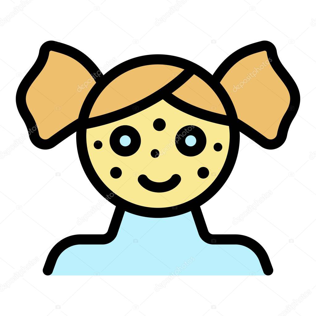 Girl chicken pox icon color outline vector