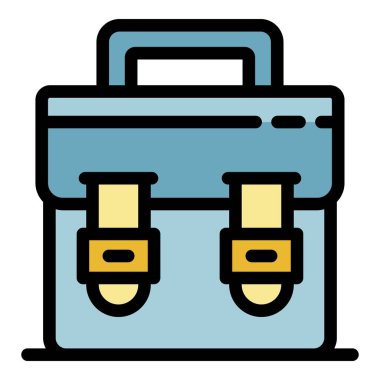 Asker çantası simgesi rengi ana hatları vektörü