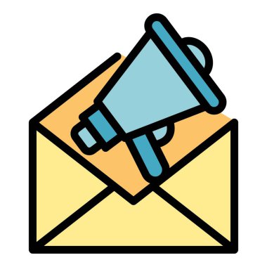 Bir zarf simgesi renk ana hatları vektöründe boynuz