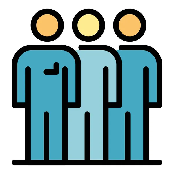 Trois personnes équipe icône couleur contour vecteur — Image vectorielle