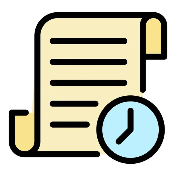 Documento y reloj icono color contorno vector — Archivo Imágenes Vectoriales