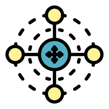 Teleskop görüş simgesi renk dış hat vektörü