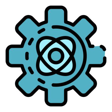 Atom simgesi renk çizgisi vektörlü dişli