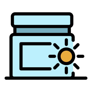 Gün yüzü krem simgesi renk ana hatları vektörü