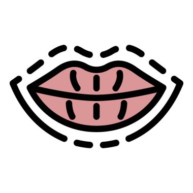 Lip büyütme simgesi renk ana hatları vektörü