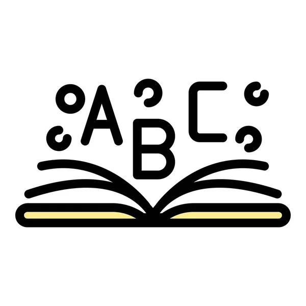 Libro abierto abc icono color contorno vector — Vector de stock
