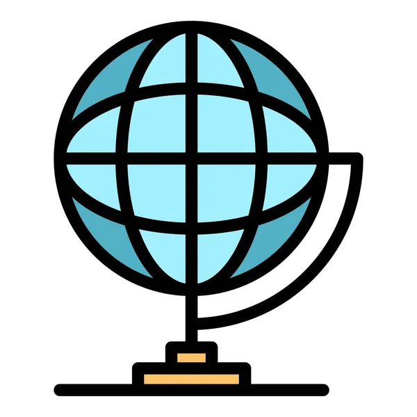 Schule Globus Symbol Farbe Umrissvektor — Stockvektor