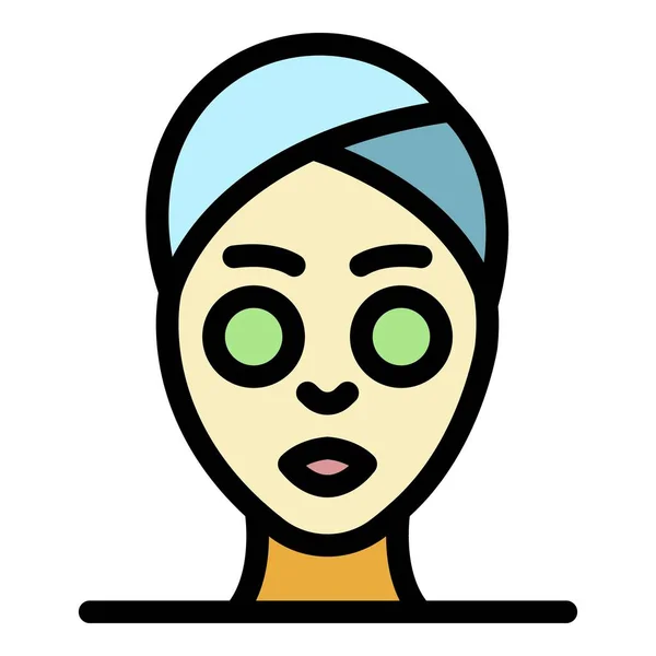 Masque pour les yeux icône spa couleur contour vecteur — Image vectorielle