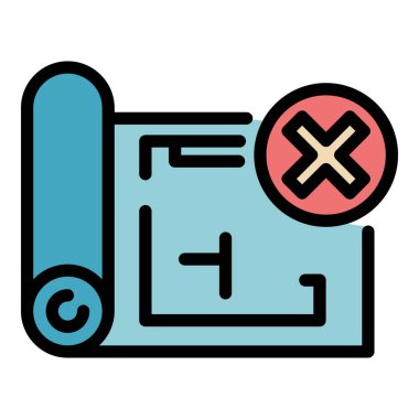 İmha planı simgesi renk ana hatları vektörü reddedildi