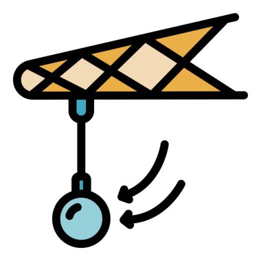 Metal yıkım topu simgesi renk ana hatları vektörü