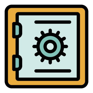 Güvenli kutu simgesi renk ana hatları vektörü