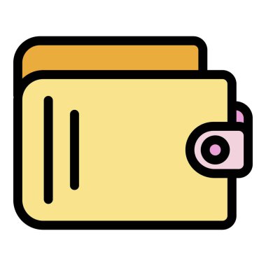 Cüzdan simgesi renk dış hat vektörü