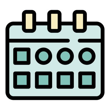 Takvim simgesi renk dış hat vektörü