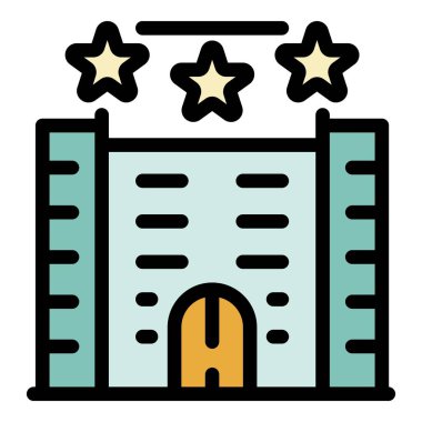 Üç yıldızlı otel simgesi renk ana hatları vektörü