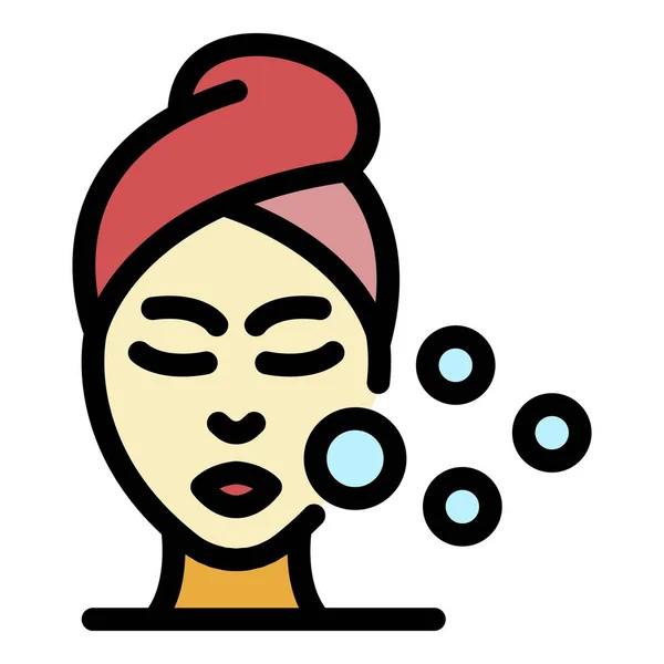 Femme visage et cercles icône couleur contour vecteur — Image vectorielle
