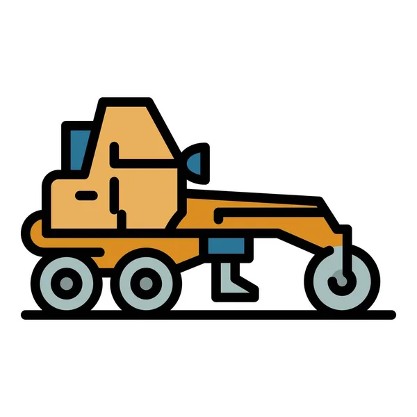 Ciężarówka równiarka ikona kolor zarys wektor — Wektor stockowy