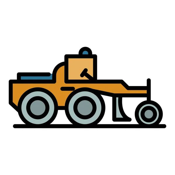 Construction Grader Maschine Symbol Farbe Umrissvektor — Stockvektor