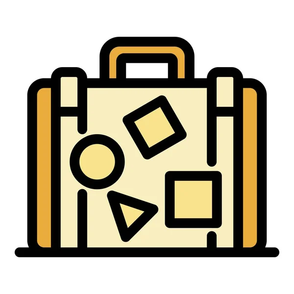 Suitcase icon color outline vector — Stock Vector