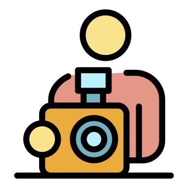 Fotoğrafçı simgesi renk ana hatları vektörü