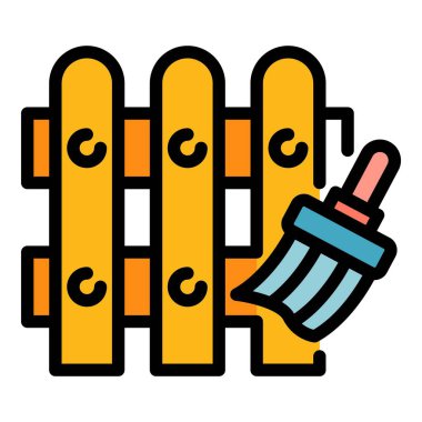 Ahşap çit simgesini boya renk ana hatları vektörü