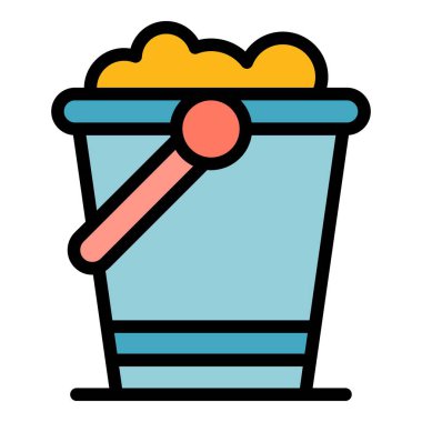 Yer kovası simgesi renk ana hatları vektörü