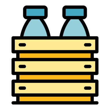 Taze süt kutusu simgesi renk ana hatları vektörü