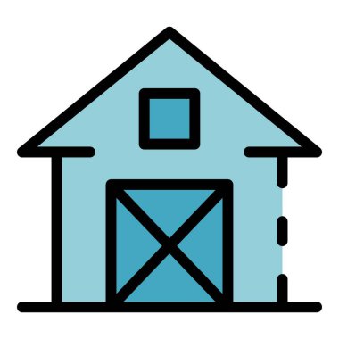 Çiftlik ahırı simgesi renk ana hatları vektörü