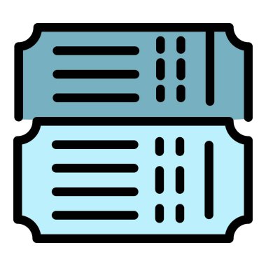 İki sinema bileti simgesi renk ana hatları vektörü