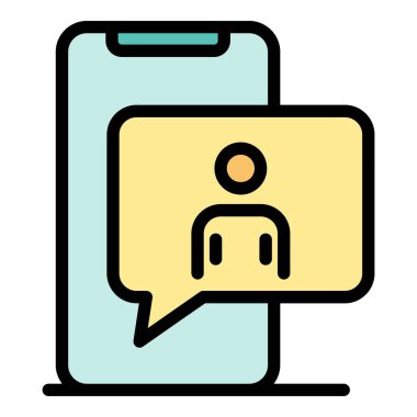 Akıllı telefon reklam simgesi renk ana hatları vektörü