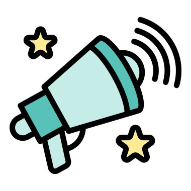 Kamu megafon simgesi renk ana hatları vektörü