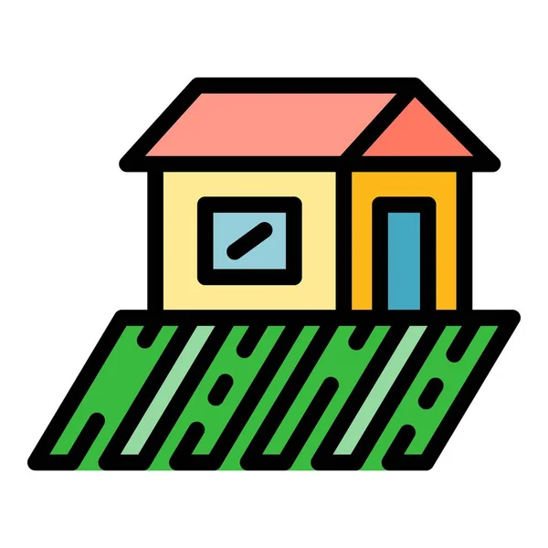 Bauernhaus Symbol Farbe Umrissvektor — Stockvektor