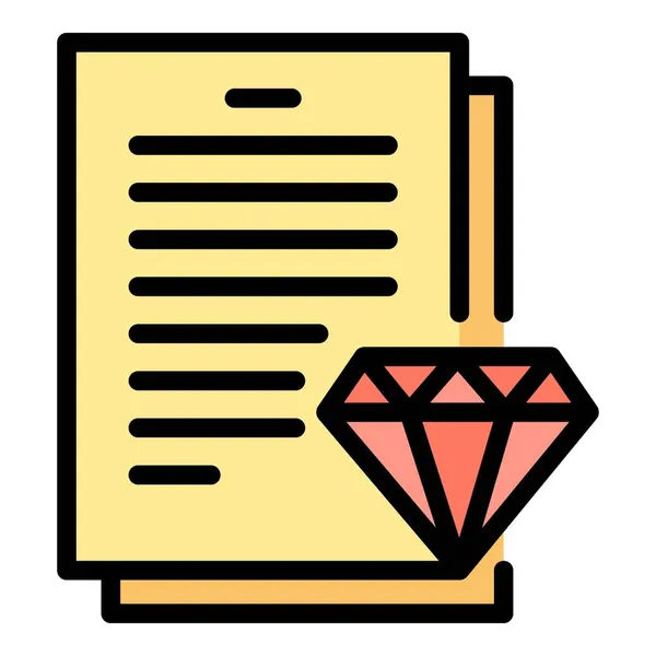 Diament ekspert papier ikona kolor zarys wektor — Wektor stockowy