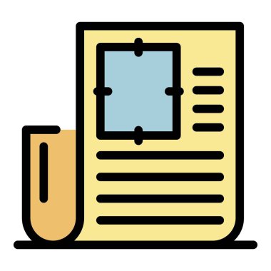 Reklam kağıdı hedef simgesi renk ana hatları vektörü