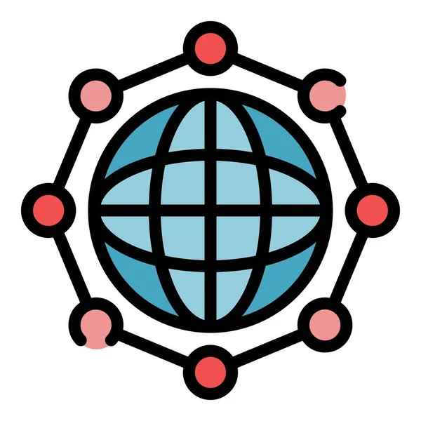 Global manager diagram pictogram kleur overzicht vector — Stockvector
