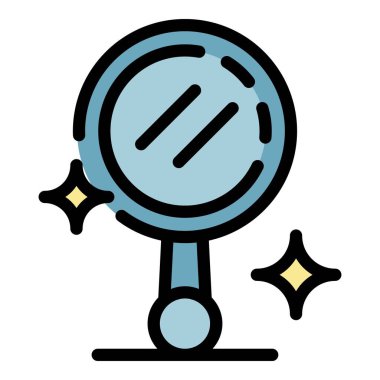 Stilist el aynası ikonu renk ana hatları vektörü