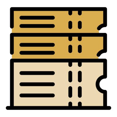 Tiyatro biletleri simgesi renk ana hatları vektörü