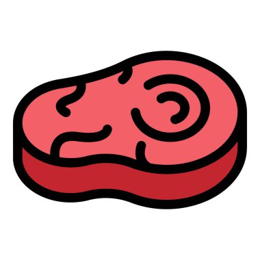 Çiğ biftek simgesi renk ana hatları vektörü