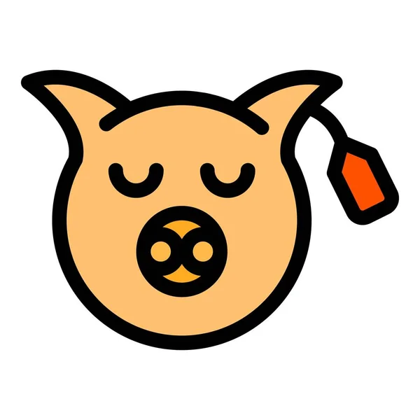 Carne cerdo cabeza icono color contorno vector — Vector de stock