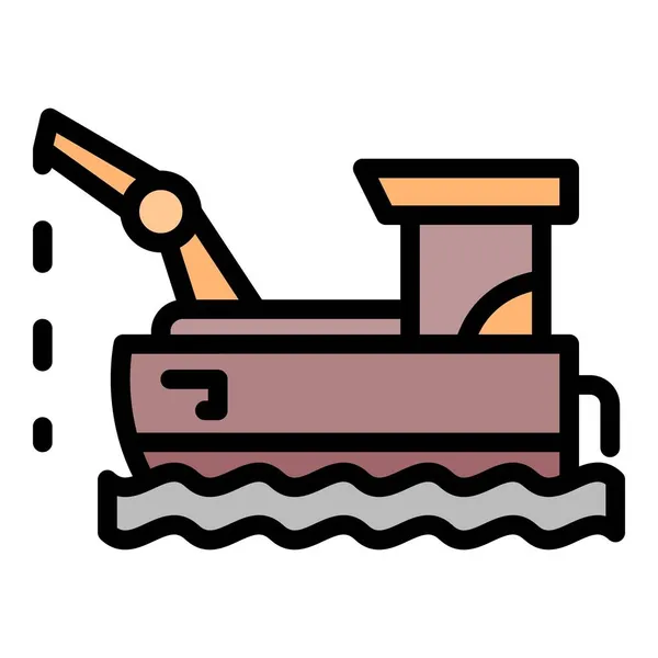 Floating fish farm icon color outline vector — Stock Vector