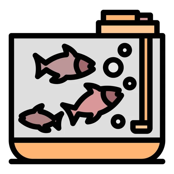 Aquarium commercial poisson icône couleur contour vecteur — Image vectorielle