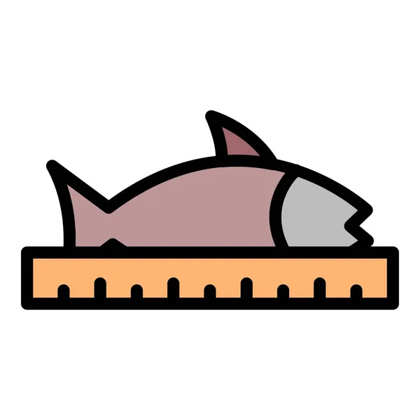 Granja de peces longitud icono color contorno vector — Vector de stock