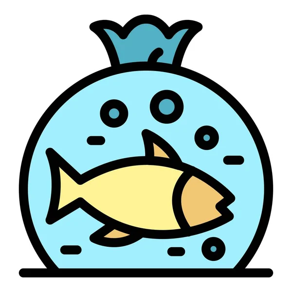 Ryby akwariowe w opakowaniu ikona kolor zarys wektor — Wektor stockowy