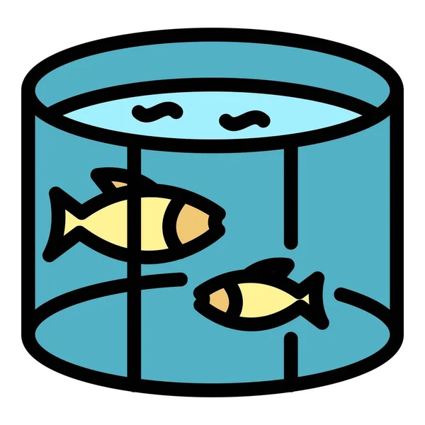 Fish farm pool icon color outline vector — Stock Vector