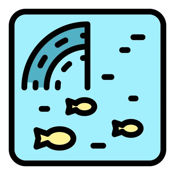 Fish radar icon color outline vector — Stock Vector