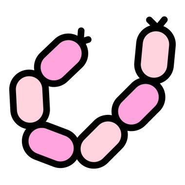 Tavuk sosisi simgesi renk ana hatları vektörü