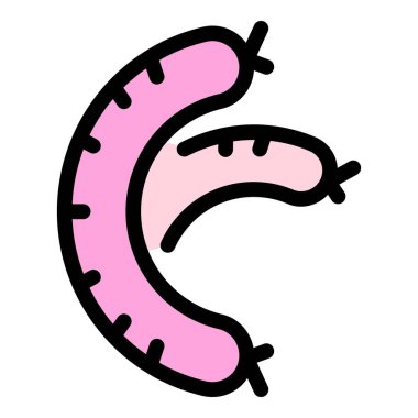 Kızarmış sosis simgesi renk ana hatları vektörü