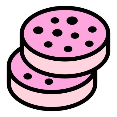 Kesilmiş sosis simgesi renk ana hatları vektörü