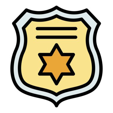 Savcı kalkanı simgesi renk ana hatları vektörü